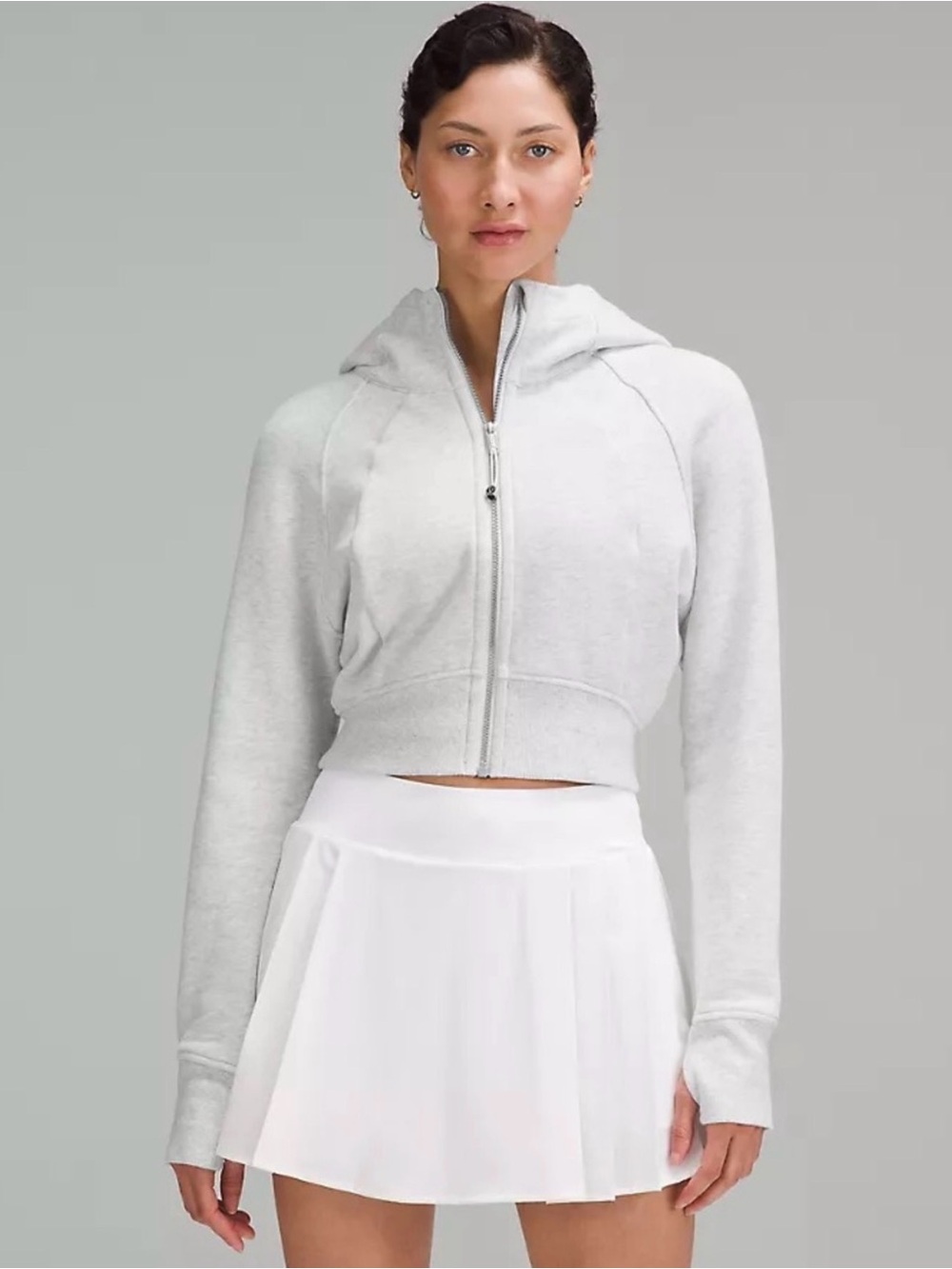 lululemon Gray Scuba cropped full zip Hoodie jacket XS/S